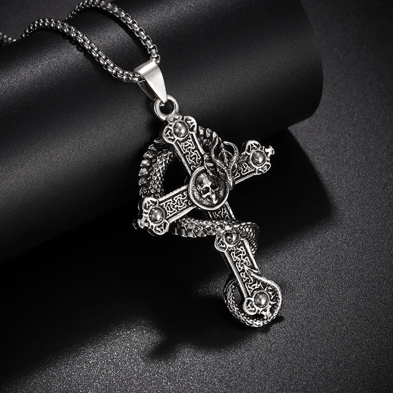 Skull Dragon Cross Necklace