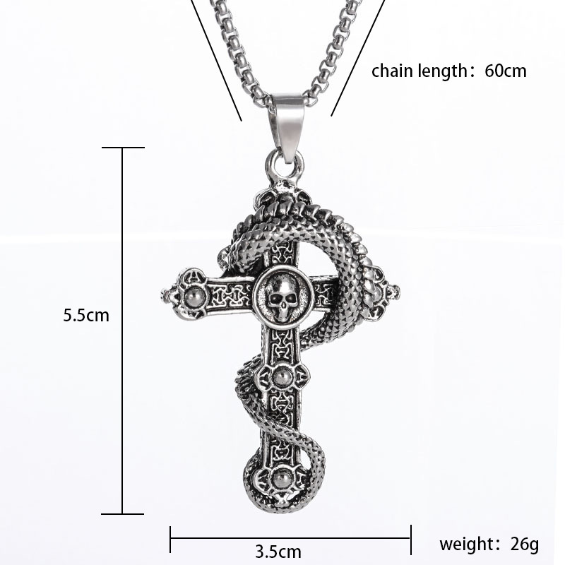 Skull Dragon Cross Necklace