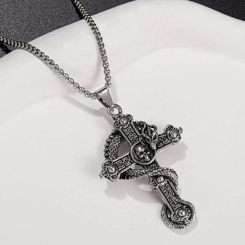 Skull Dragon Cross Necklace