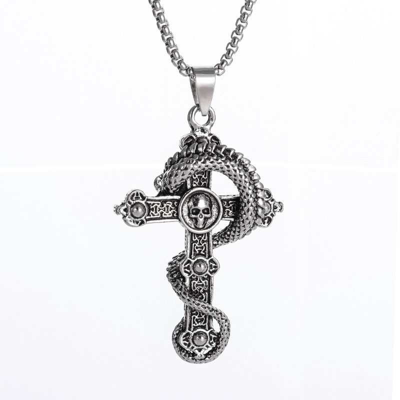 Skull Dragon Cross Necklace