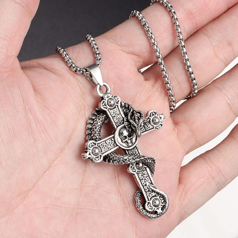 Skull Dragon Cross Necklace