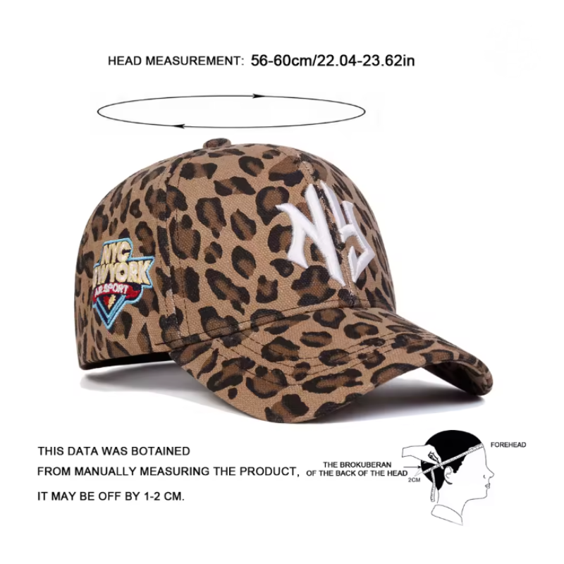 NG Letter Embroidered Leopard Print Baseball Cap