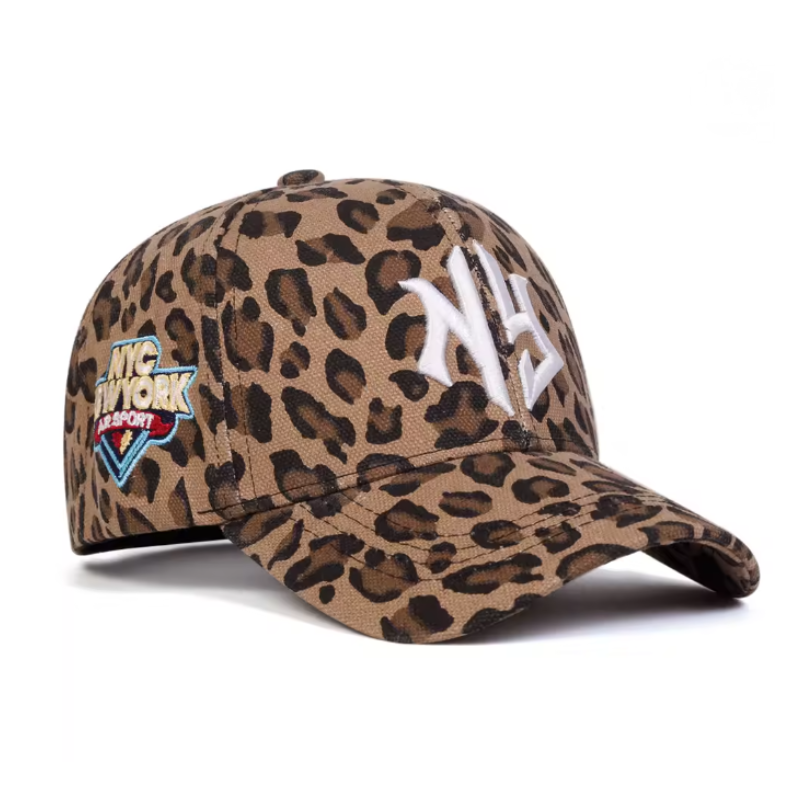 NG Letter Embroidered Leopard Print Baseball Cap