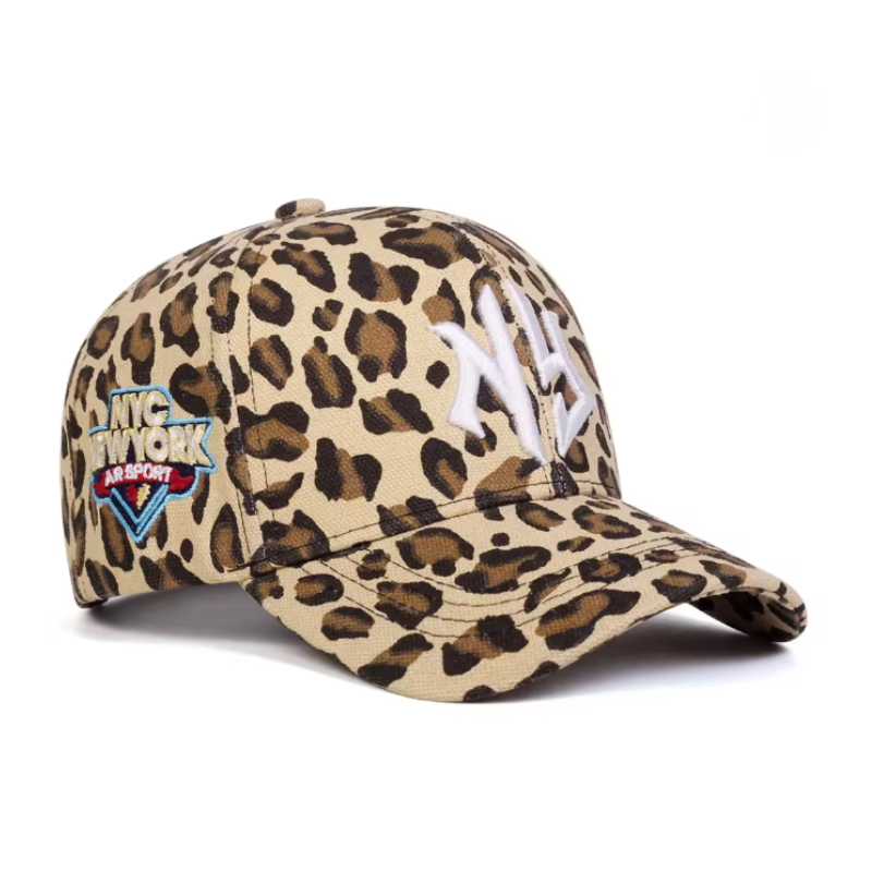 NG Letter Embroidered Leopard Print Baseball Cap