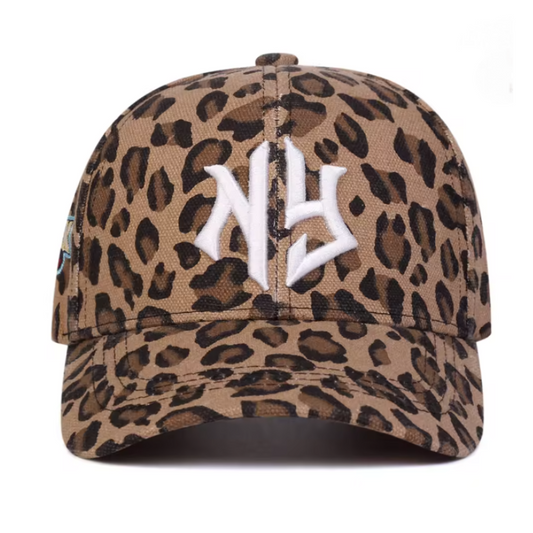 NG Letter Embroidered Leopard Print Baseball Cap