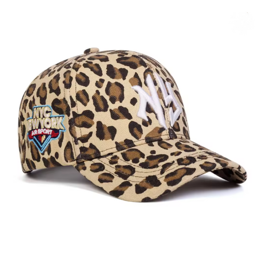 NG Letter Embroidered Leopard Print Baseball Cap