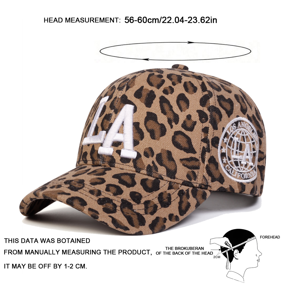 Unisex LA Letter Embroidered Leopard Baseball Cap
