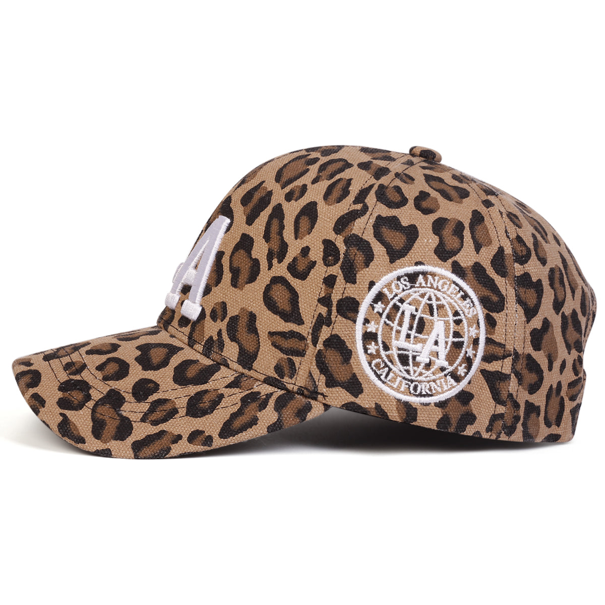 Unisex LA Letter Embroidered Leopard Baseball Cap
